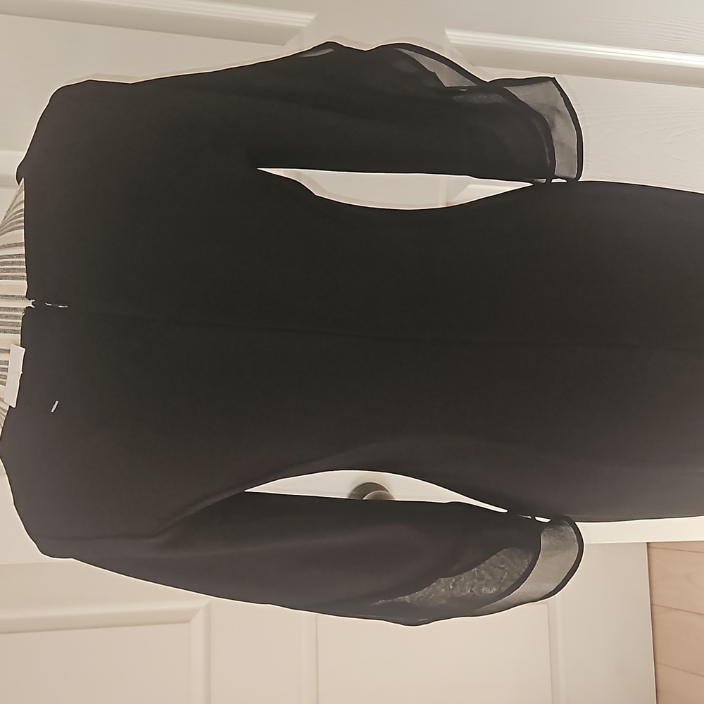 DKNY Women Chiffon Sheath Black Dress Size 2 - Picture 6 of 14